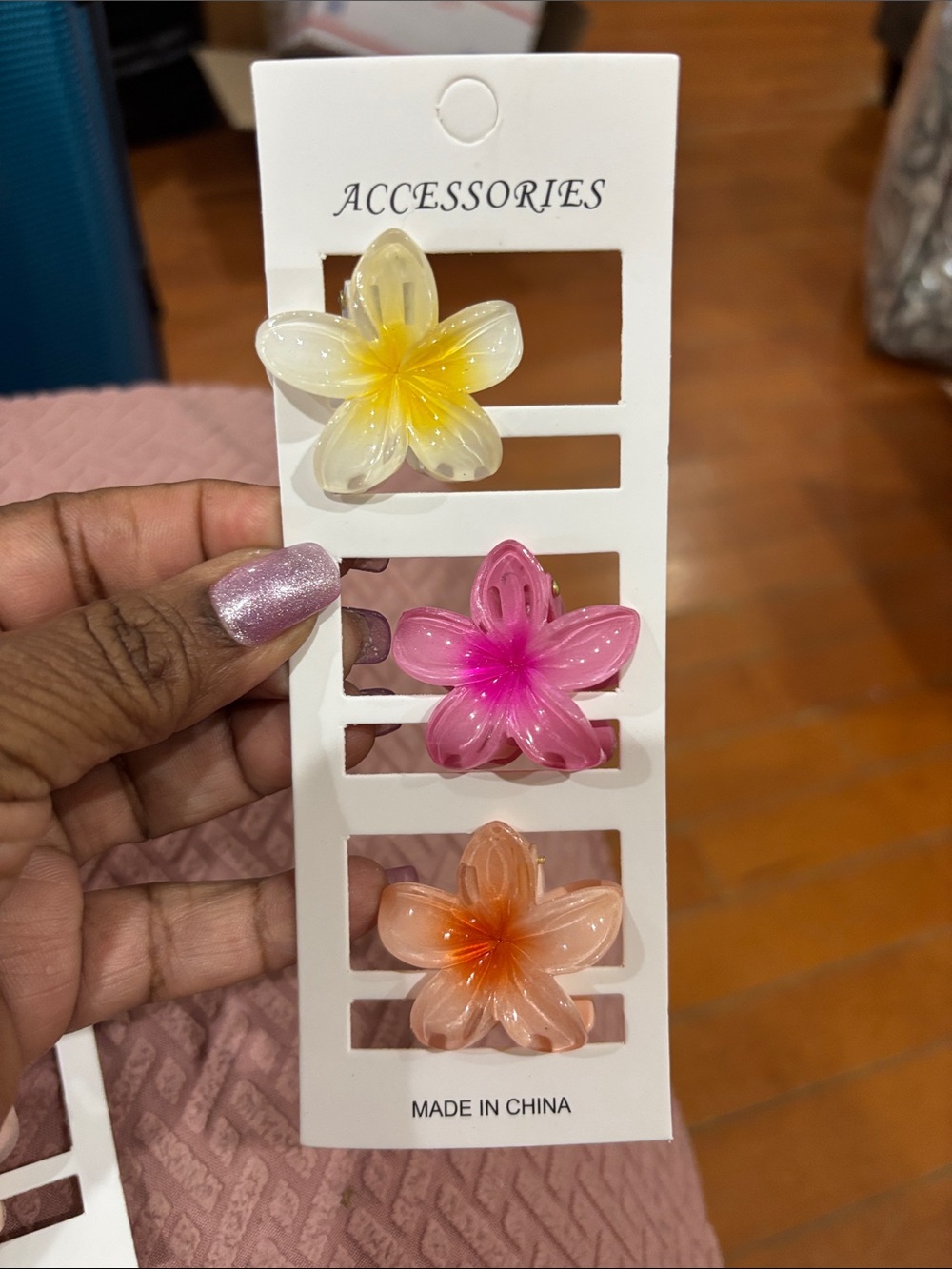 Floral Resin Flower Hair Clips - Yellow, Pink, Orange